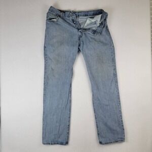 Levis Mens 501 Classic Straight Jeans 5 Pocket Light Wash Button Fly 36x31.5